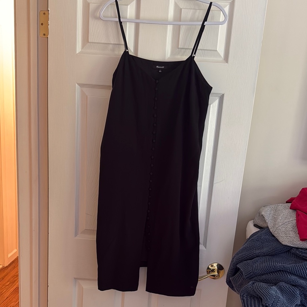 Black Button-Front Slip Dress